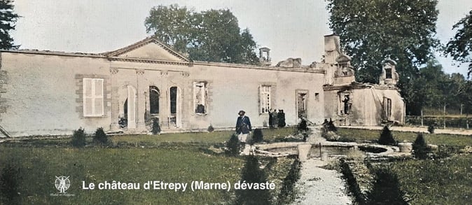Le château d'Etrepy (Marne) dévasté