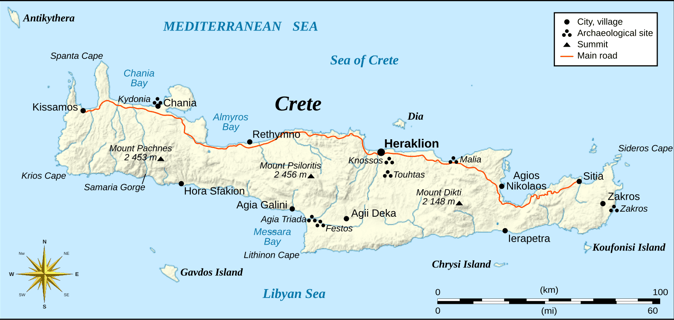 Crete island map