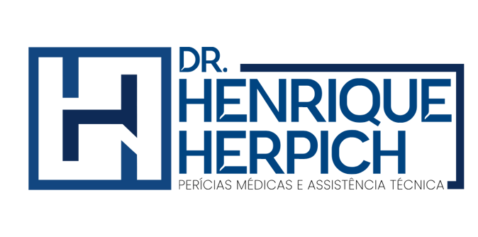 logomarca com um icone e a escrita Dr. Henrique Herpich, Perícias Médicas e Assistência Técnica