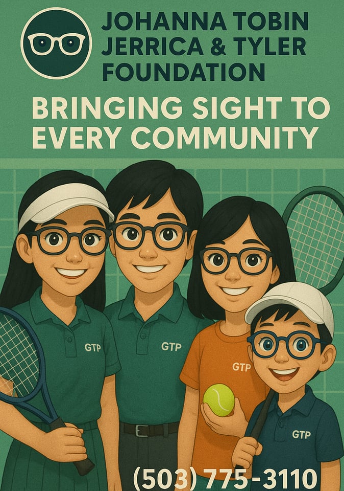 a group of people standing around a tennis ball