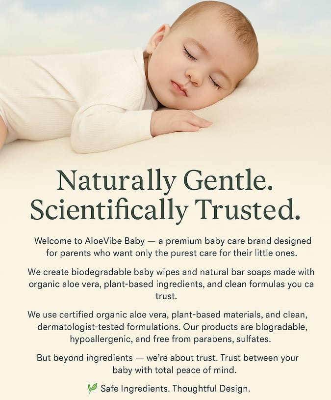 AloeVibe Baby biodegradable wipes pack & organic aloe soap