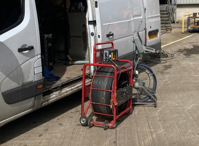 An image of the CCTV Drain Survey being setup