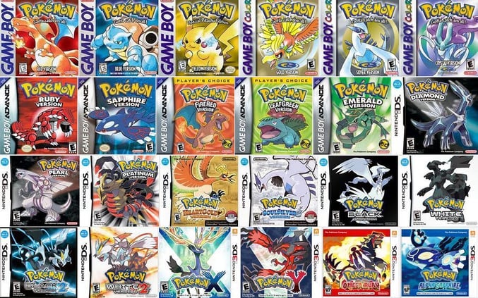 a collection of mainline pokemon game covers