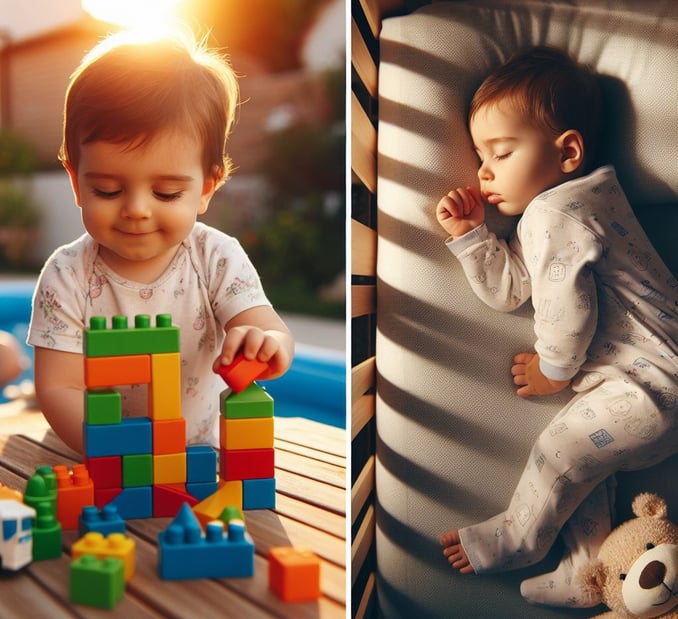 Baby Playing and Baby Sleeping