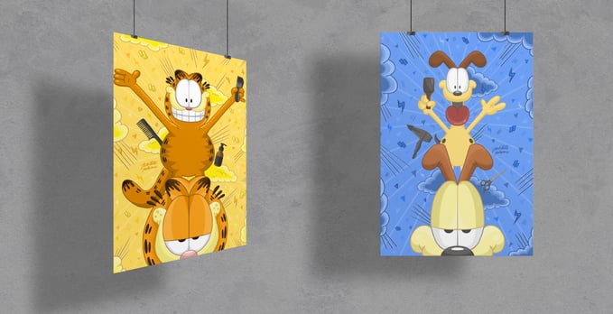 Affiches décoratives pour un salon de coiffures garfield et odie