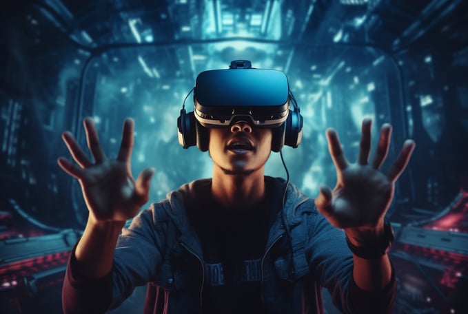 gamer com óculos vr