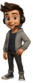 a cartoon character with headphones and a microphone