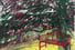 Screen print - Dumfries House through the trees