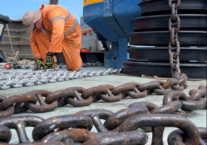 metocean buoy mooring system with chain and clumpe weight