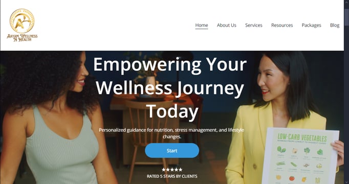 Welcome Page for Wellness Site