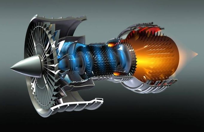 Funcionamiento de un motor de avión