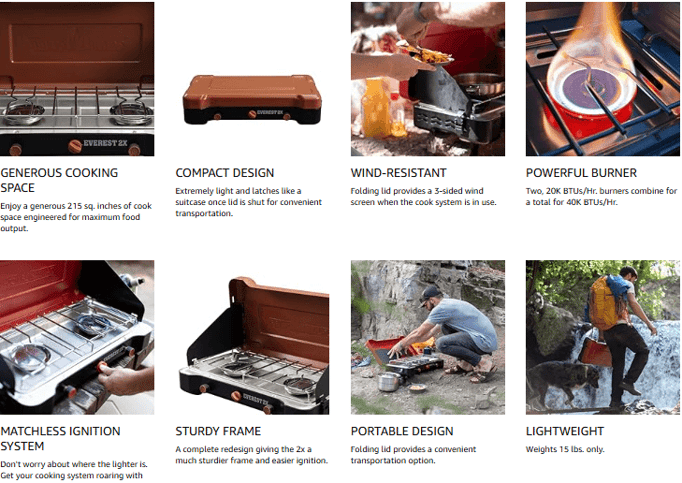 Camp Chef Everest 2X Two-Burner Stove for efficient camp cooking