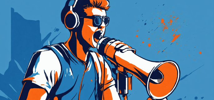 a man with headphones and headphones on a microphone