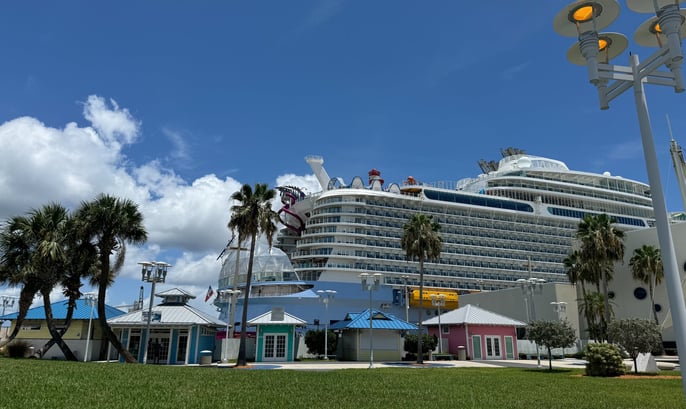 Pulling up to the cruise terminal on boarding day