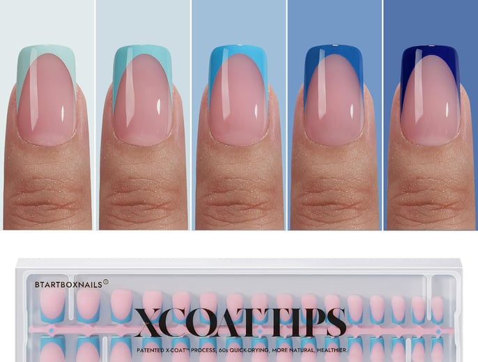 Crafted from soak-off soft gel BTMMA, these nails are lightweight, flexible, and fit flat or curved 