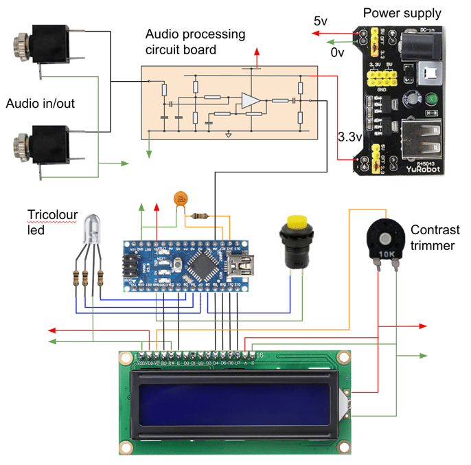 Schematic diagram for the Arduino cw decoder