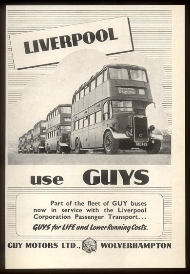 An advert from the 1940's of Guy Arab Buses.