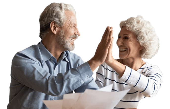 a man and woman giving each other a high five finger