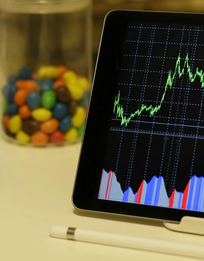 computer screen showing sales graphic