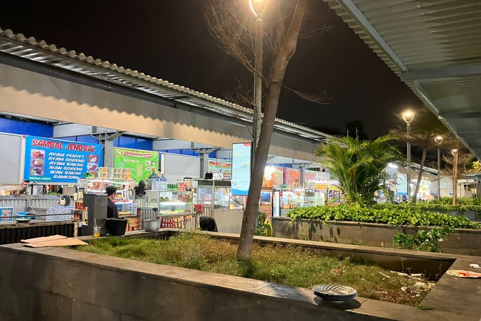 Outdoor food stalls in Jakarta