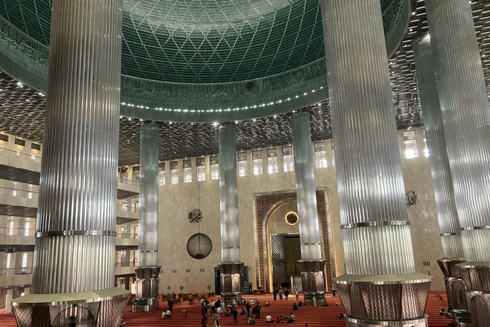 interior of Istiqlal Mosques Jakarta Indonesia 