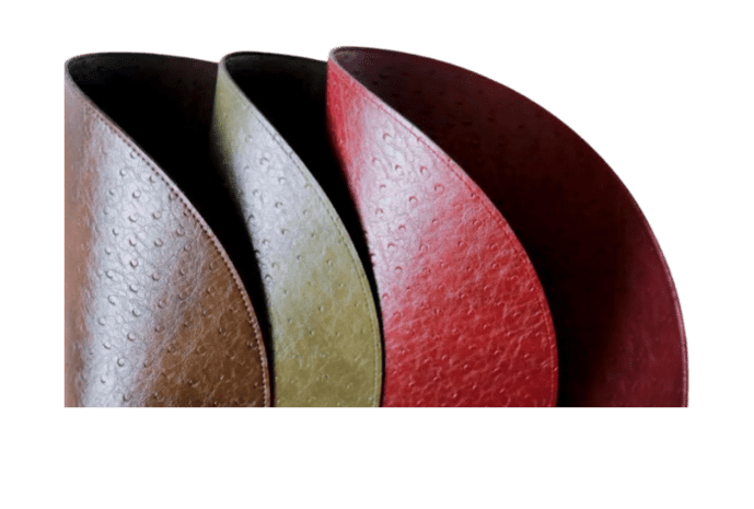 Individuales de mesa en cuero con textura de avestruz – diseños temáticos de limón y arte clásico