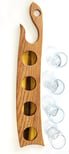 Wooden Drink Serving Tray for 4 servings. Wood natural carry tray. (Wood, Medium)