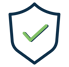 A shield with a green tick