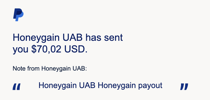 One of many payments we've received