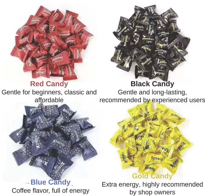 a variety of hamer candy with natural ginseng and coffee