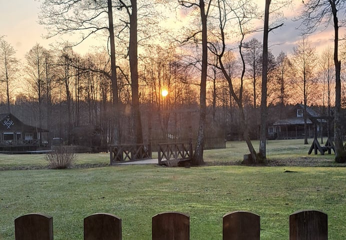 sunset in village