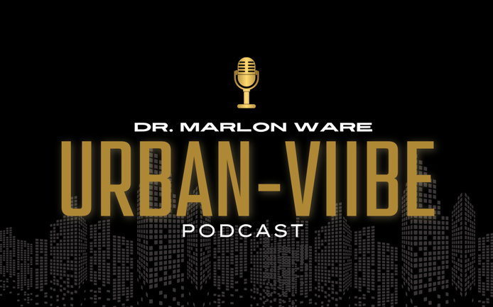 Urban Viibe Podcast graphic with gold microphone