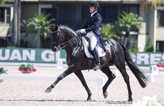 Rick Silvia with Rubinero competing in Dressage in Palm Beach, Florida, USA