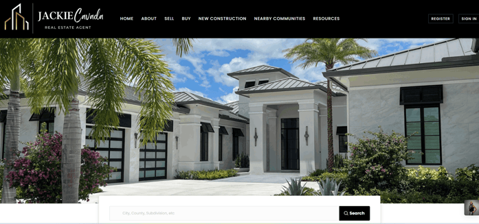 a website page with a picture of a house