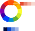 Color wheel highlighting Monochromatic palettes