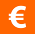a white and orange euro euro sign with a euro sign