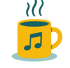 a cup of coffee with a notepad on it