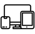 Icon of computer, tablet, and smartphone representing digital literacy for kids