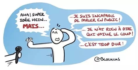 bonhomme tenant des propos reflétant le manque de confiance en soi (je suis incapable)