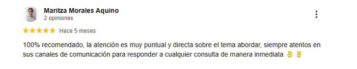 recomendación de clienta satisfecha