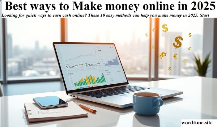 Laptop with financial data displayed, showcasing ways to make money online in 2025