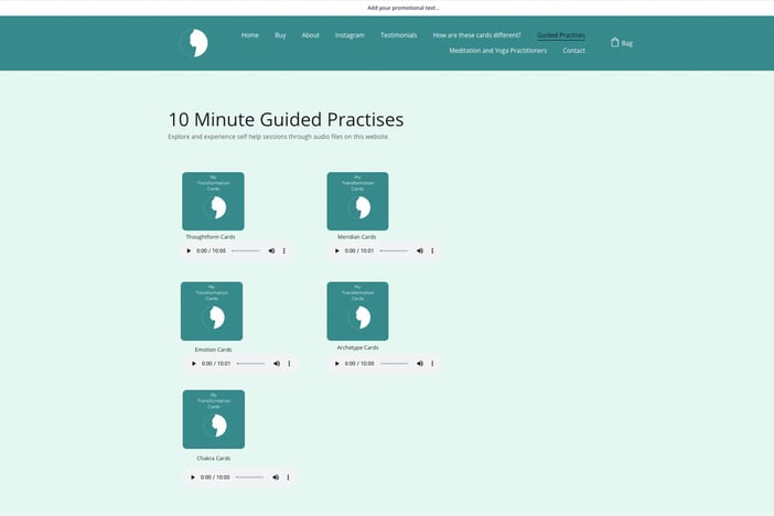 a screen shot of a website page with a list of 10 minutes of practice