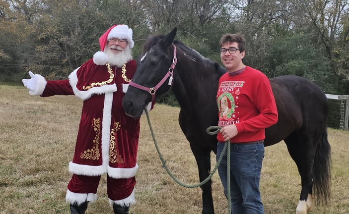 The Santa Cowboy with his Favorite horse Valentina and Josh