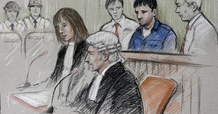 Courtroom sketch from Croydon Crown Court