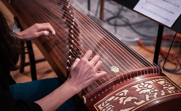 Annie Zhou Recording Guzheng at Studio