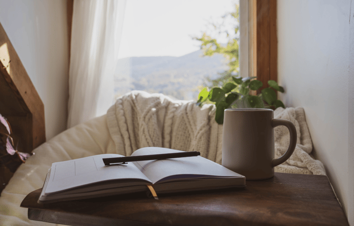 Reflecting on self-care journey with calm and intention
