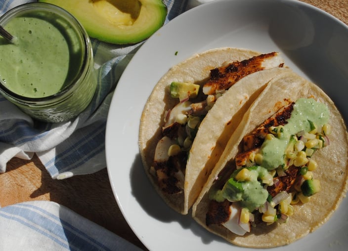 Fish tacos with dressing