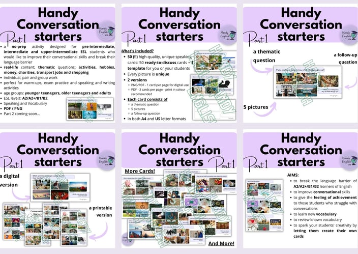 ESL EFL Warm-up activity Conversation Starters Speaking and Vocabulary