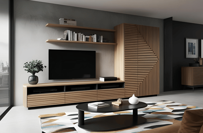 Abstract L-Shaped TV Cabinet