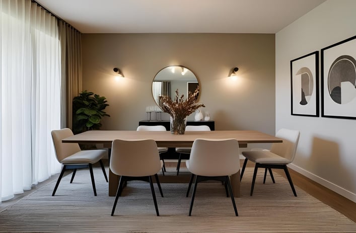 Neutral Color Palette For Simple Dining Room Design